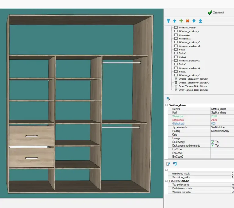 Projekt szafy w programie Corpus